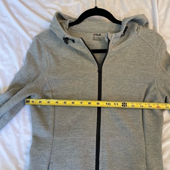 Fila Sport long fleece, zip up hooded jacket grey with black zipper, size XS - Picture 6 of 7